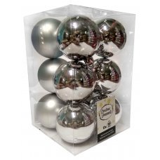 Χριστουγεννιάτικες Μπάλες Ασημί - Σετ 12 τεμ. (6cm)